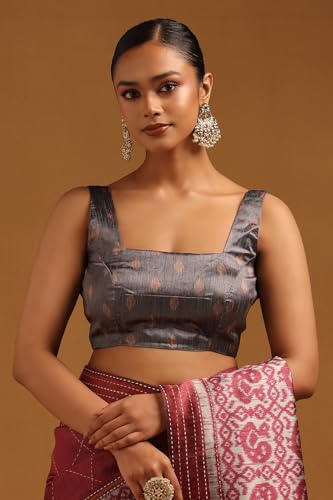 Soch Womens Onion Pink Tussar Geometric Saree