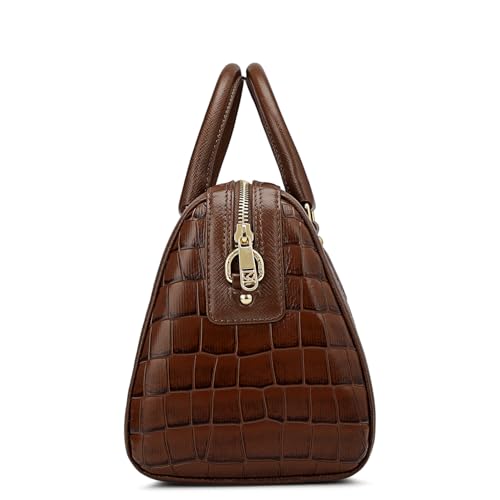 Da Milano Leather Brown Satchel Bag for Women (00355A-OL)
