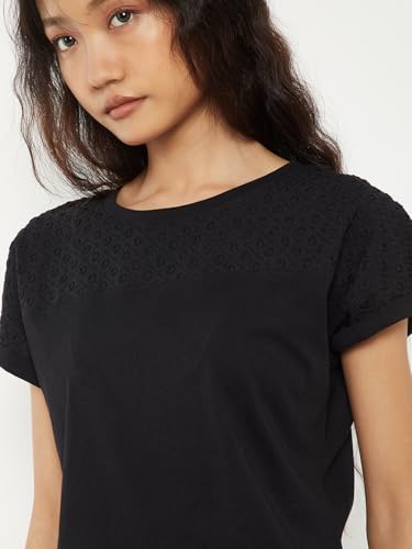 Max Women Embroidered Top(Black_XXL)