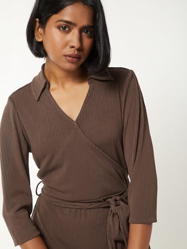 Max Women's Cotton Blend Modern Below The Knee Dress (SR4001_Brown