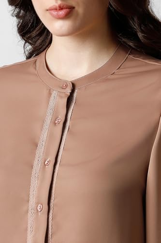 Women Brown Solid Long Sleeves Formal Shirt