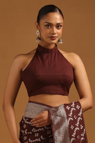 Soch Womens Maroon Viscose Silk Zari Woven Saree