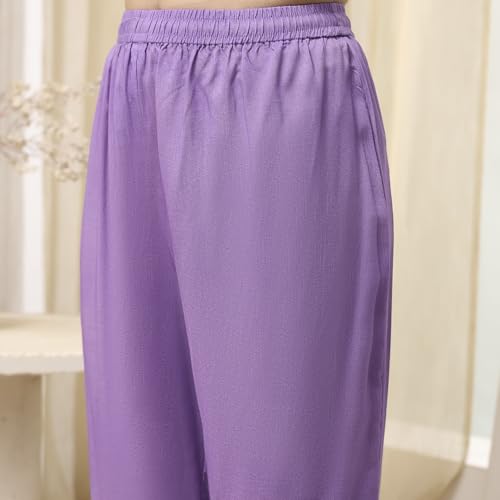 BIBA Women Lilac and Pink Printed Straight Co-ord Set_46