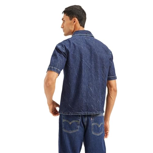 Levi's Men's Solid Relaxed Fit Shirt (004OI-0001_Blue