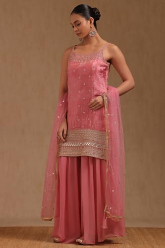 Soch Womens Pink Tissue Suit Set With Sequins