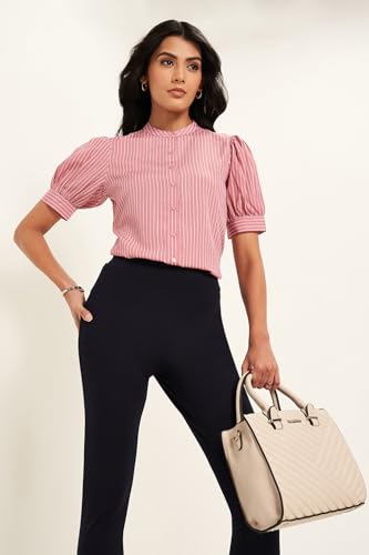 Annabelle by Pantaloons Women's Regular Fit Shirt (110159950002_Pink