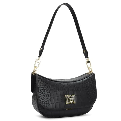 Da Milano Genuine Leather Black Shoulder Bag (01798) (Small)