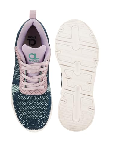 Carlton London Women Blue Comfortable Lace-Up Snakeer with Heels, for for Casual, Walking & Daily Use (37)