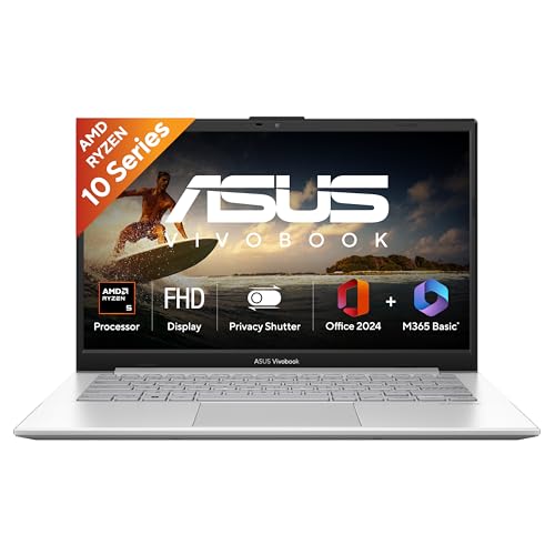 ASUS Vivobook Go 14 (2026),AMD Ryzen 5 40, AMD Radeon iGPU,16GB RAM,512GB SSD,FHD, 14"(35.5 cm),Windows 11 Home,M365 Basic(1 Year)* Office 2024,Cool Silver,1.38 2 Year Brand Warranty
