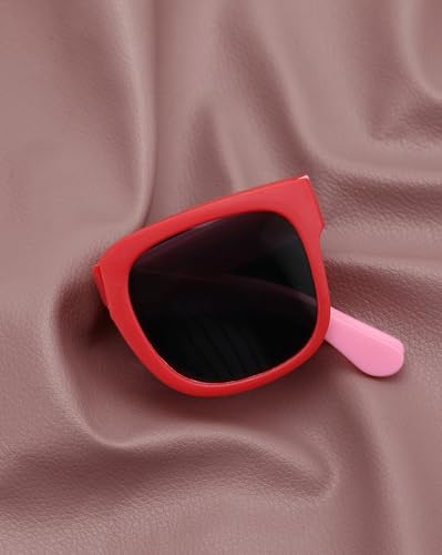 Carlton London Girls Red and Pink Toned UV Protected Black Lens Foldover Sunglass