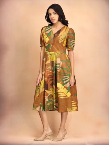 The Mom Store Clay Canvas Women's Cotton Lurex A-Line Dress