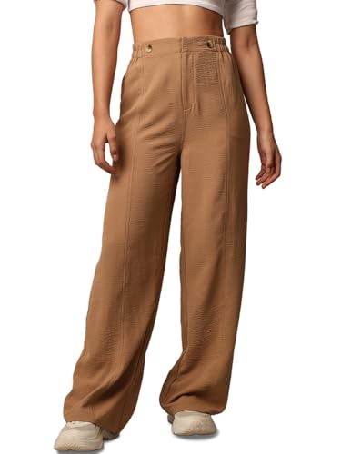 ONLY Women's Flared High-Rise Brown Pants