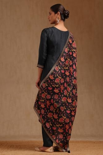 Soch Women's Dola Silk Salwar Suit Set (SMUA5CD2318_Charcoal