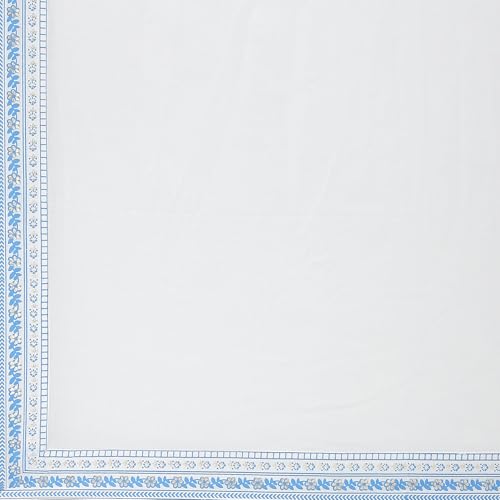 BIBA Women Off-white-Blue Cotton Straight Suit Set_38