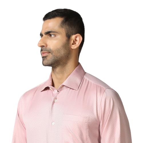 blackberrys Men Pink Luxe India Slim Fit Shirt | Soft Pink Solid Shirt with Full Sleeves, Tailored Profile and Refined Professional Styling | Size 48