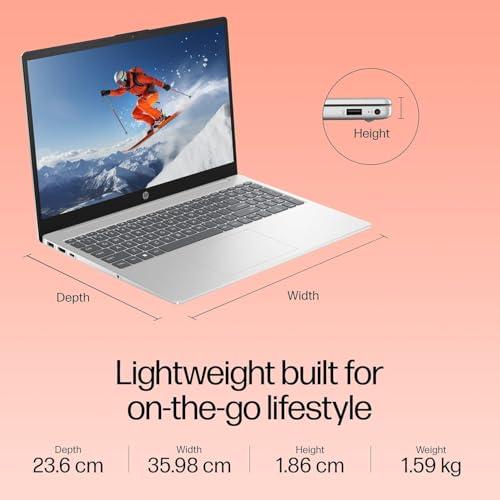 HP 15 (2025), AMD Ryzen 3 7335U Quad Core - (8 GB DDR5/512 GB SSD/AMD Radeon Graphics/Windows 11 pro) Thin and Light Business Laptop/15.6" FHD Display/Turbo Silver/1.5 kg/MSO 2024 / Copilot Key AI PC