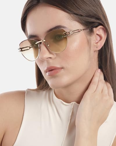 Premium Gold with Brown Toned & UV Protected Lens Cat Eye Sunglass for women