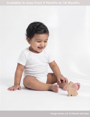 Amazon Brand Symbol Unisex 100% Cotton Half Sleeve Regular Fit Bodysuit (Pack of 5) (SK-BBS-SS26-2001 (0-18 M)_WCBAL_3-6 M)