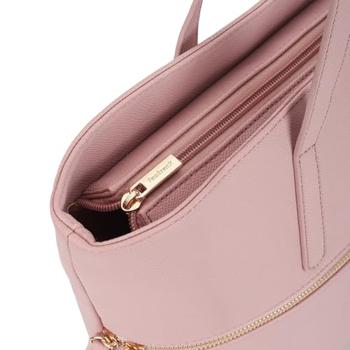 Fastrack Casual Laptop Tote Bag For Girls, Large Size With A Zipper Closure And Padded Laptop Compartment, Compatible With Laptops Up To 14 Inches, Double Handle Bag, Pink