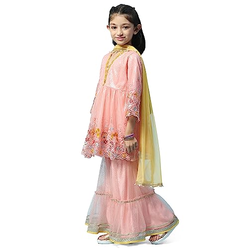 BIBA Girls Polyester Printed Kurta With Pant (Kw5537_Fuchsia_5), 5-6 Years