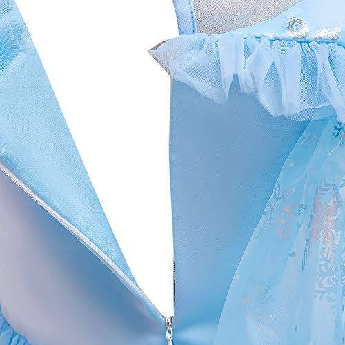 Hopscotch Girls Sequin Embellished Floor Length Ball Gown In Blue Color For Ages 6-7 Years