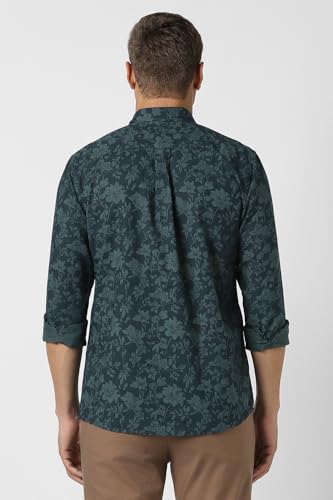 Men Navy Slim Fit Print Full Sleeves Casual Shirt