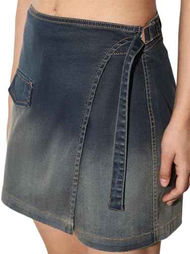 ONLY Women's Wrap High Rise Blue Skirt