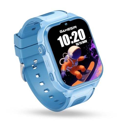 GameSir Safeguard Kids Smart Watch 5G/4G with SIM Calling, 800mAh Battery, GPS Tracker, SOS Alerts, Video Calling, Face Unlock, Voice Chat, Games, IP67 Waterproof (Blue)