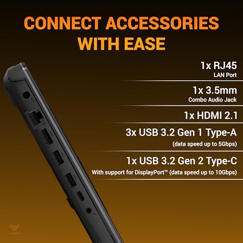 ASUS TUF A15 (2025), AMD Ryzen 7 7445HS,RTX 3050-4GB,75W TGP,16GB DDR5(Upgradeable Upto 64GB) 512GB SSD,FHD,15.6",144Hz,RGB Keyboard,Windows 11,Graphite Black,2.3 Kg FA506NCG-HN199W, Gaming Laptop