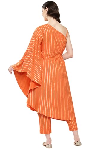 Ahalyaa Women's Polyester Kurta Sets (AHKUPN-COMBO-756-ICH_Orange