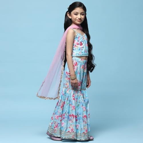 BIBA Girls PRINTED STRAIGHT KID(KWLAVENDER5839_BLUE_5)