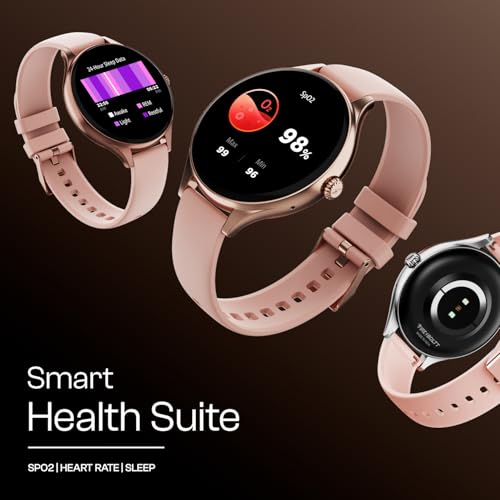 Fire-Boltt Phoenix Air Smart Watch 1.26” Round Display, Rotating Button, Wireless Charging, Ultra Lightweight Metal Body, Bluetooth Calling, Smartwatch with Silicone & Mesh Steel Straps Petal Pink