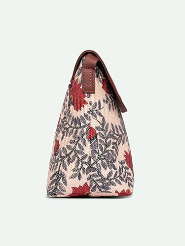 ZOUK Nawabi Couture Floral Printed Women’s Jute Sling Bag | Handcrafted Vegan Leather Multicolor Flap Shoulder Bag