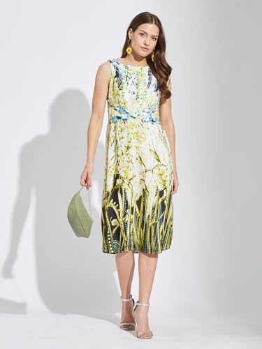 Latin Quarters Women Black Sleeveless Boat Neck Printed Casual Dress_M