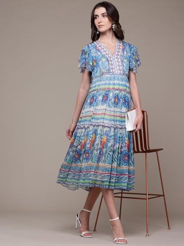 Label RITU KUMAR Blue Malibu Long Dress