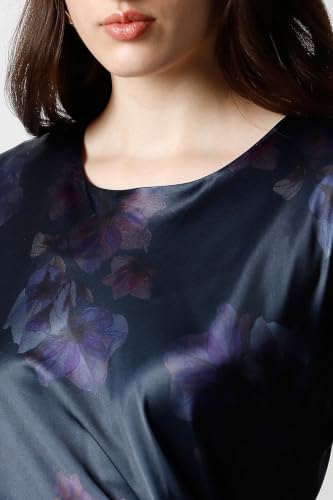 Women Navy Print Party Dress