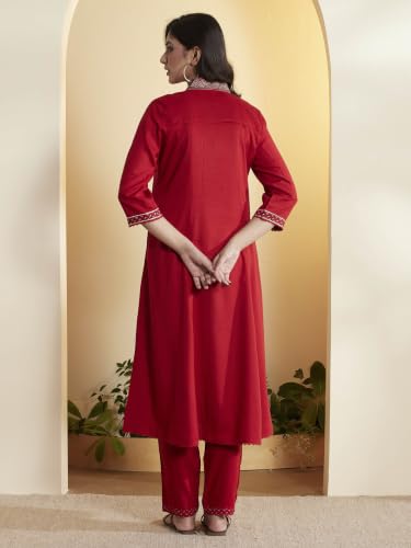BIBA 100% Viscose Solid Semi-Formal Straight Kurta With Palazzo And Dupatta