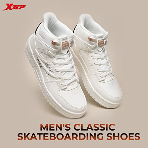 XTEP Women's White Classic High Top Lightweight Skateboarding Shoes (2 UK)