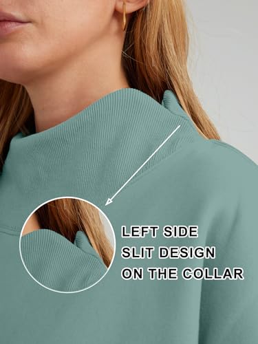 Trendy Queen Womens Oversized Sweatshirts Turtleneck Pullover Long Sleeve Hoodies Tops Fall Fashion Outfits 2025 Clothes, Green, Large