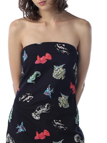 ONLY Women Graphic Print Fit and Flare Navy Blue Dress