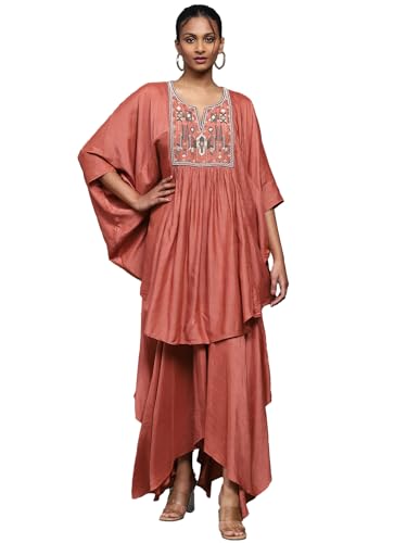 Ritu Kumar Rust Solid Silk Kurta with Palazzo