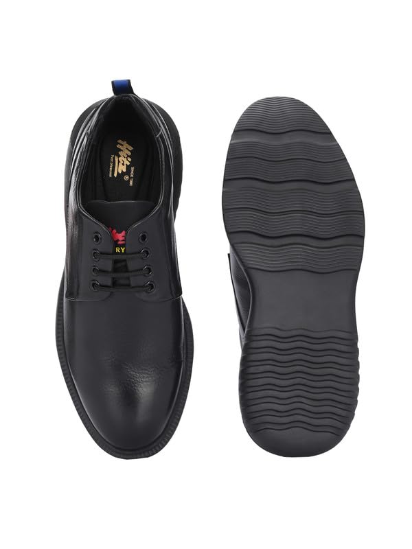 HITZ Men's Black Leather Casual Stylish Lace Up Shoes