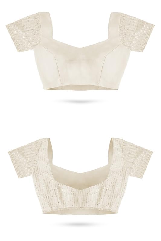 Soch Womens Cream Georgette Saree With Sequins