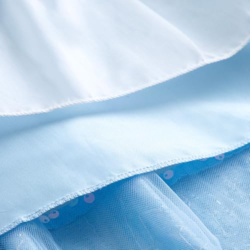 Hopscotch Girls Knee Length Party Dresses in Blue Color For Ages (5-6 Years)