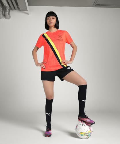 Puma Women's Regular Fit Jerseys (781081_Neon Sun-Black