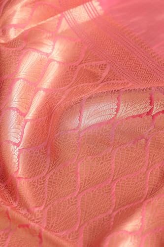 Taneira Women Pink Silk Viscose Cutwork Banaras Inspired Design Saree with Unstitched Blouse Piece (SAPH02AA0402-Pink)