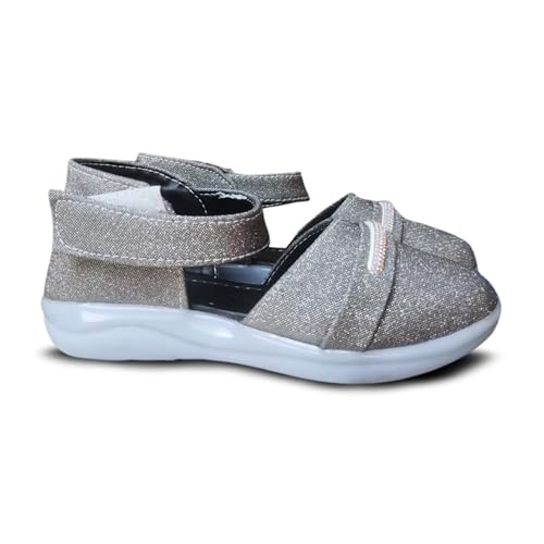 TrendStation:- Girls Glitter Bellies with Adjustable Straps, Shinny Sparkle, Casual Sandals | 1 to 10 Years (Refer size chart in images carefully) (Black, UK Footwear Size System, Little Kid, Age Range, Medium, 3.5 Years, 4 Years)