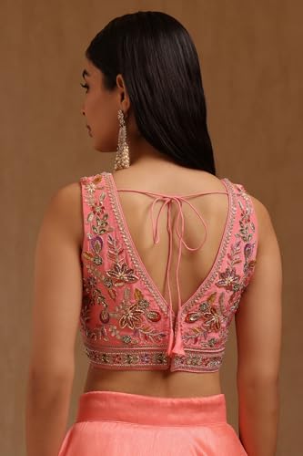 Soch Womens Pink Crepe Embroidered Padded Blouse with Cutdana
