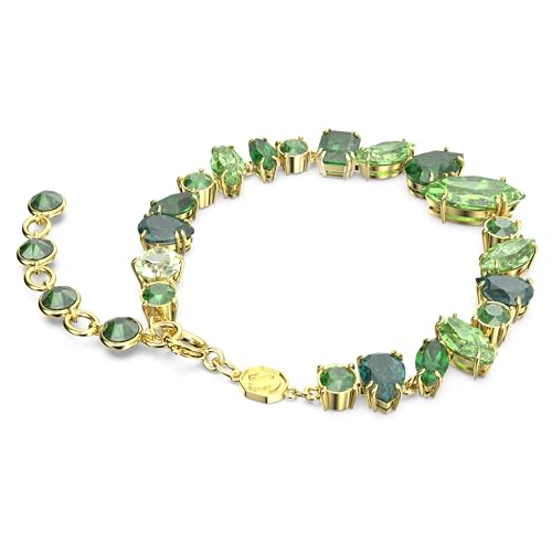 Swarovski Gema bracelet, Mixed cuts, Green, Gold-tone plated