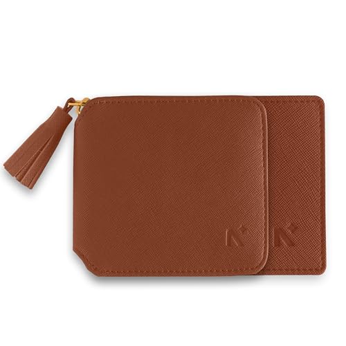 NEORAH — Couples Gift Set Vegan Leather Men's Wallet & Women’s Card Wallet + Coin Compartment - Men’s Wallet | Card Wallet - Birthday, Anniversary, Wedding Day, Valentine's Day Gift (Brown)